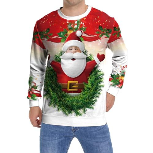 Eciodci Unisex Christmas Ugly Sweatshirt 3D Christmas Tree Xmas Lights Print Pullover Long Sleeve Sweatshirts for Merry Party - Image 3