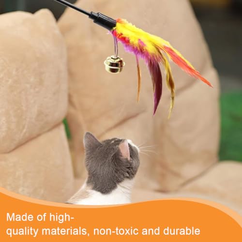 EIHI 6 Stück Federstab Interaktives Spielzeug Mit Federn Für Kätzchen