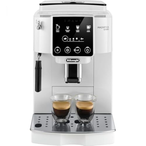 Image of De'Longhi Magnifica Start Fully Automatic Coffee Machine, Original Italian Brand, Built-In Grinder, 4 Recipes, One-touch Espresso Maker, Milk Frother Wand, Bean to Cup, White, ECAM220.20