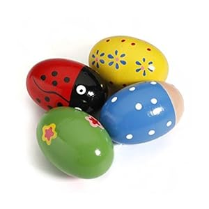 OULII 4 stks Houten Ei Maracas Shakers Muziek Percussie Speelgoed voor Kinderen (Willekeurige Kleur)