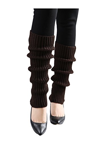 Image of uxcell Women's Knitted Design Solid Warm Thick Knee High Length Ribbed Leg Warmers