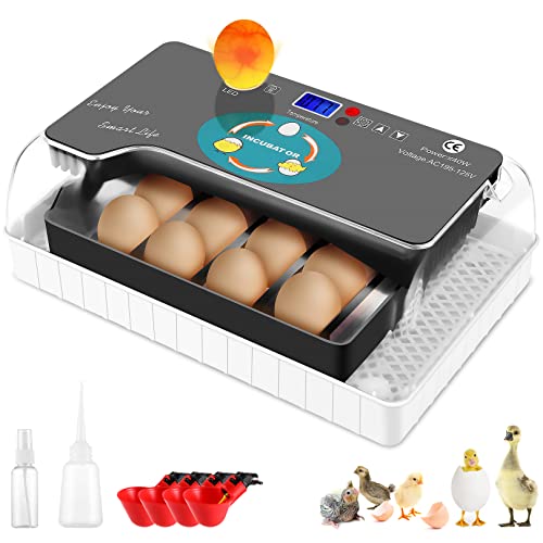 Egg Incubator, 12-35 Eggs Fully Automatic Poultry Hatcher Machine with Humidity Display, Egg Candler, Temperature Control & Automatic Egg Turner, for Hatching Chickens Quail Duck Goose Turkey