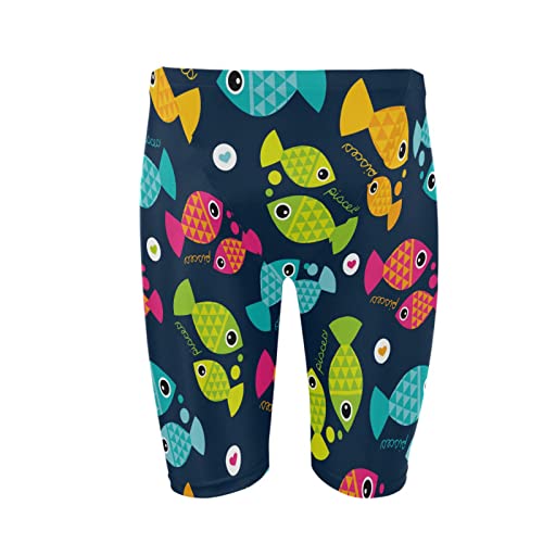 Mens Swim Jammers Cartoon Fish Sea Ocean Quick Dry Athletic Swimsuit