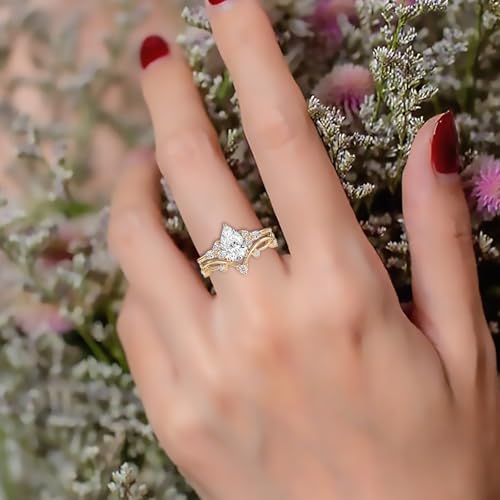 Moissanite Engagement Rings Set 1CT-4CT 925 Sterling Silver 10K Gold Custom Heart/Round/Teardrop/Oval Women Promise Ring Jewelry Gift for Wife/Mother3
