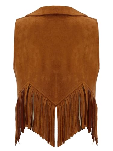 Kids Western Cowboy Cowgirl Vest Boys Girls Suede Tassel Fringe Waistcoat Halloween Party Dress Up2