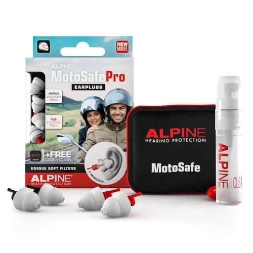 Alpine MotoSafe Pro - Premium Motorcycle Ear Plugs for Wind Noise Reduction - 20dB - Motorcycle