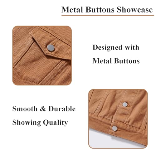 Image of Men's Denim Jacket Vintage-Inspired Jean Jacket with Multiple Pockets - Cotton Blend, Machine Washable