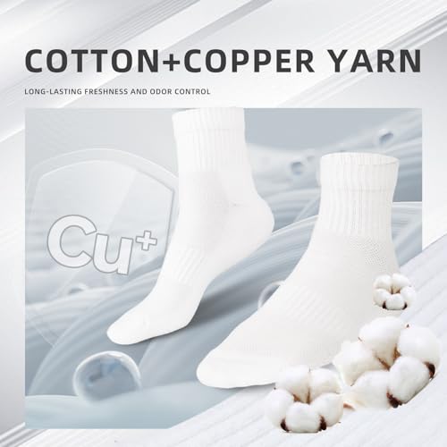 Kodal Copper Ankle Running Socks for Men Women Cushion Cotton Quarter Socks Odor Control for Smelly Sweaty Feet 5 Pairs3