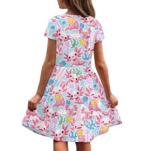 Image of Short Sleeve Dress for Girls with Pockets Cute Toddler Girl Clothes Summer 2-12