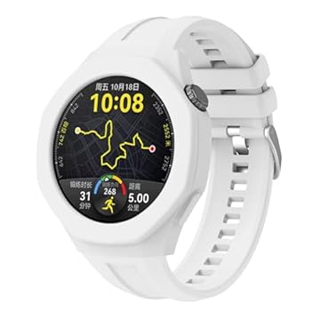 VeveXiao Capa robusta com pulseira compatível com Huawei Watch GT 5 Pro de 46 mm, capa protetora com pulseira de silicone à prova de choque para homens e mulheres (branca)