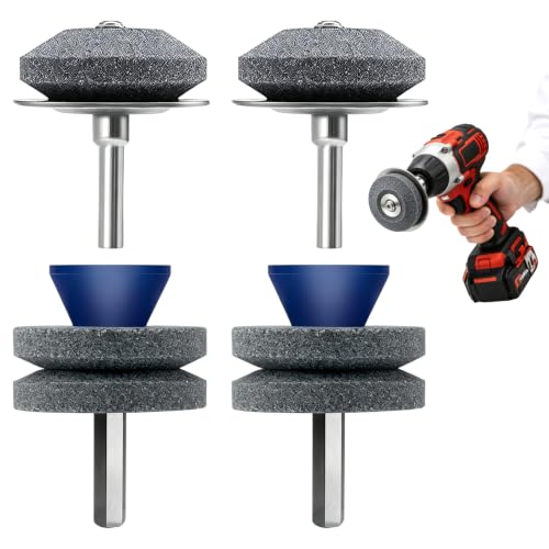 Bneykrir 4Pcs Lawn Mower Blade Sharpener,Universal Multi-Sharp Rotary Lawn Mower Blade Sharpener,Easy to Use and Not Easy Damage,Easy to Use and Not Easy Damage,for Any Power Hand Drill.