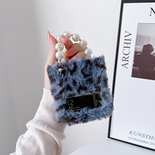 Fluffigt telefonfodral med leopardmönster för Galaxy Z Flip 4,5G