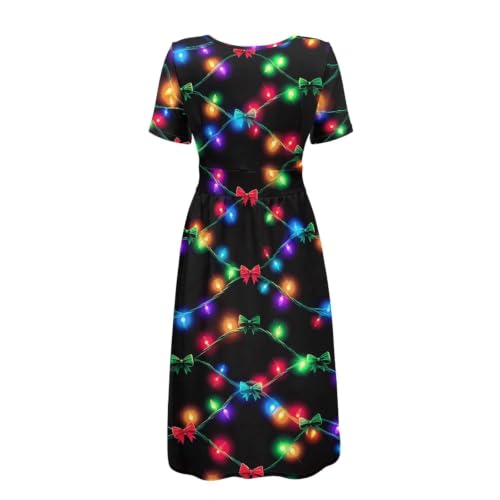 Image of Women's Summer Dresses Short Sleeve Formal Dresses with Pockets