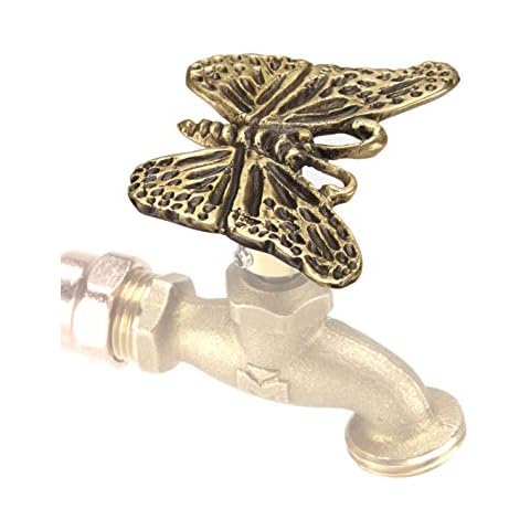 FESTIVE FAUCETS Butterfly - Decorative Outdoor Faucet Handle with Universal Adapter, Brass, DIY, Replacement Handle Only (Faucet not Included) Cover