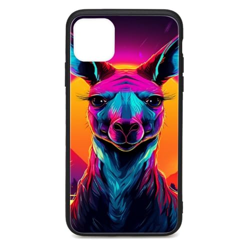 For iPhone 11 Pro Max Case - Colourful Kangaroo Design, Glass Back + TPU Inner Shell, Extreme Slimness, Scratch-Resistant, Precise Cutouts, Military-Grade Protection, Cell Phone Cases for Men Women
