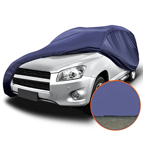 Image of Auto Hub Car Cover Compatible with Maruti Brezza (Model-2022-Till Date) with Mirror Pocket, Weather Proof, Triple Stitched, Brezza Car Cover- Plain Navy