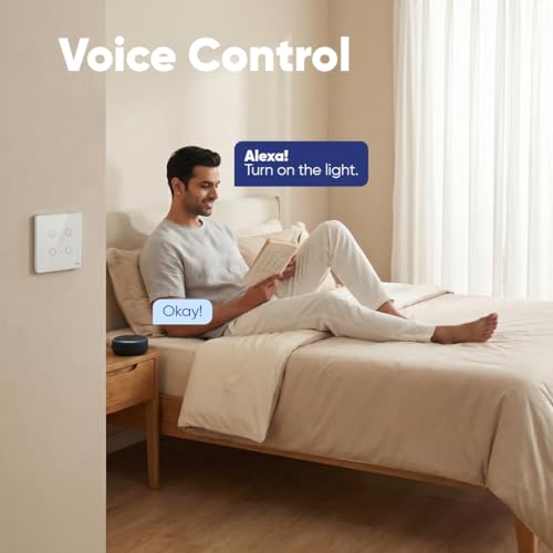 Image of AZIOT Smart Premium Toughened Glass Touch Switch Panel | Elevate 2 Module 4 Switch | WiFi + BLE | No Hub Required | Compatible with Alexa, Google Assistant & Siri | White