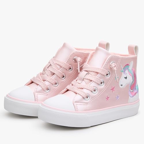 Weestep Toddler Girls Glitter High-Top Sneakers – Easy-On Canvas Shoes2