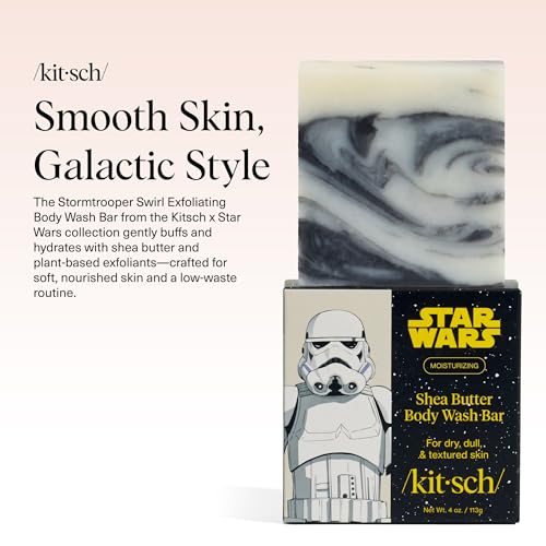 Image of Kitsch Shea Butter Exfoliating Body Wash x Star Wars Stormtrooper Design - Moisturizing Bar Soap & Gentle Soap Bar - Hydrates, Softens & Soothes Skin - Paraben, Silicone & Sulfate-Free - 4 oz
