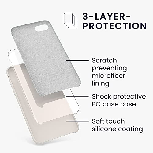 Image of VONZEE Liquid Silicone Soft Back Cover for iPhone 7 Case, Shockproof Slim Camera & Full Body Protection Non Yellowing Cover with Microfiber Lining & Logo Cut (4.7 Inch) -Stone Grey