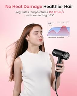 Dekuri Hair Dryer, 110,000 RPM High Speed Motor Hairdryer for Ultra-Fast Drying, 200M Ionic Care for Smooth & Shiny Hair, Lightweight with Magnetic Nozzle & Diffuser (Black)