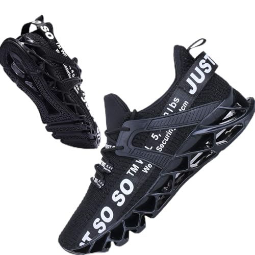 Image of JSLEAP Men's Running Shoes Non Slip Athletic Walking Blade Type Sneakers Black White, US 10