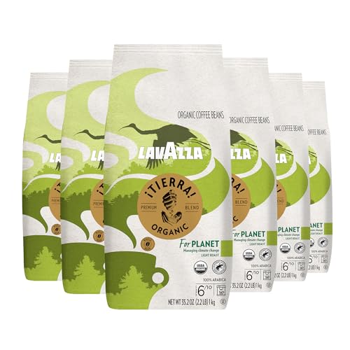The Best Coffee Beans for French Press Brewing 4 Lavazza ¡Tierra Organic for Planet Whole Bean Coffee, Light Roast, 100% Arabica, 2.2 lb Bag (Pack of 6)
