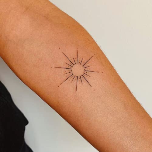 Inkster® Sonnen Ornament Tattoo | Temporäres Tattoo mit EU-Kosmetikzertifizierung - das Original | wasserfest + vegan | revolutionäres 2-Wochen-Tattoo | Klebetattoos + Fake Tattoos Cover
