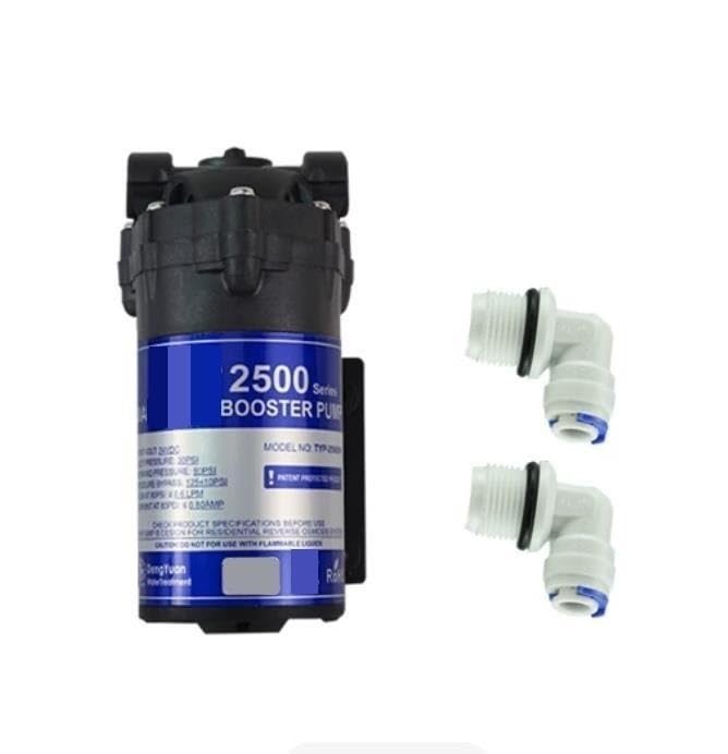 Pompa booster acqua 24V 50G RO Pompa a membrana silenziosa con 2 raccordi a gomito da 1/4 "per filtro acqua ad osmosi inversa