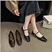 Women's Classic Retro Square Toe Flat Mary Jane Shoes Fashionable and Comfortable Walking Flat Shoes with Buckles (Brown,8)