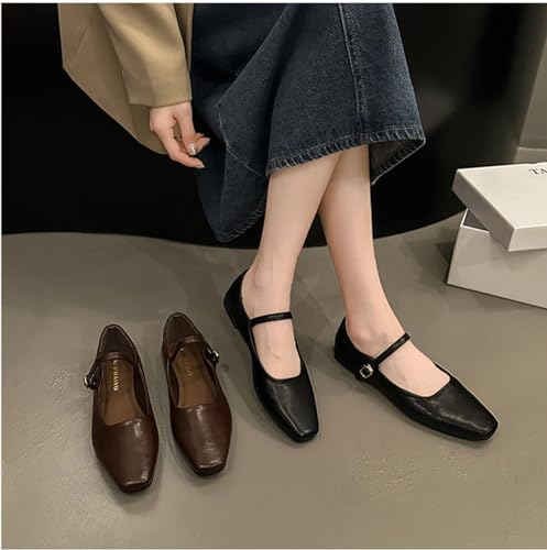 Women's Classic Retro Square Toe Flat Mary Jane Shoes Fashionable and Comfortable Walking Flat Shoes with Buckles2