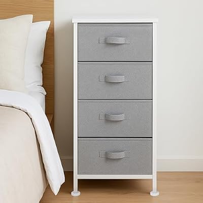 Amazon Basics Fabric 4-Drawer Storage Organizer Unit for Closet, Bedroom, White