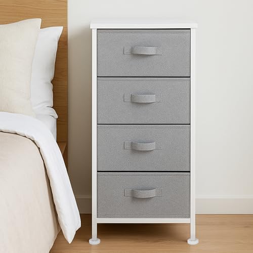 Amazon Basics Fabric 4-Drawer Storage Organizer Unit for Closet, Bedroom, White by Amazon Basics - Used condition - US$35.34