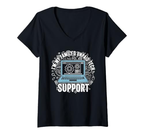 Femme Programmateur d'ordinateur Portable Non payé avec Humour Informatique T-Shirt avec Col en V