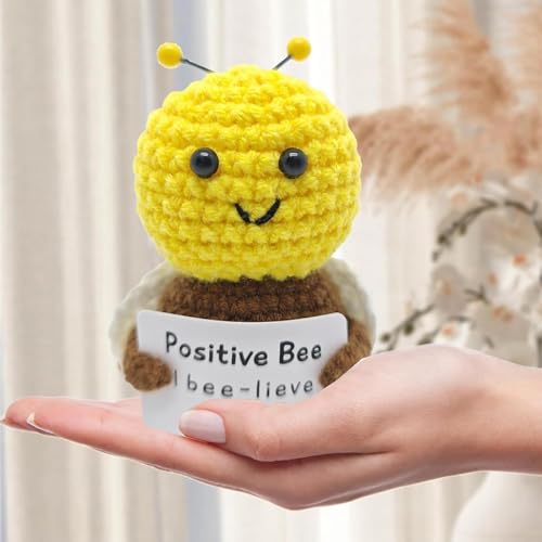 Image of Crochet Toys, Handmade Crochet Bee Plush Decor, for Women Men, Aesthetic Home Decor, Office Desk Decors, Table Decoration Items
