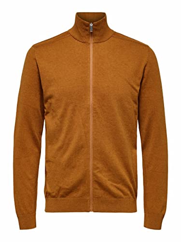 SELECTED HOMME BLACK Slhberg Full Zip Cardigan B Noos Sweater, Bois Thrush/Détail : mélangé, XXL Cover