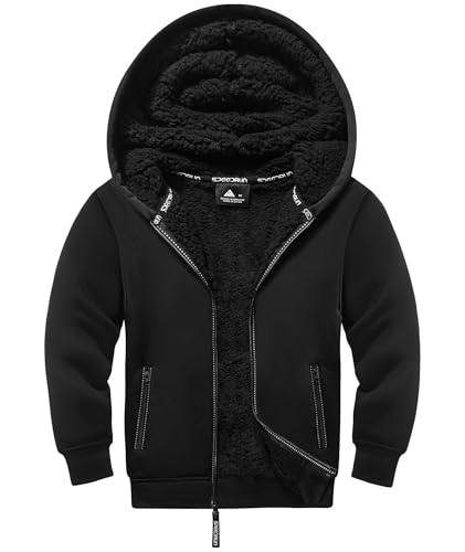 Image of SWISSWELL Unisex Boys Girls Fleece Hoodie Sherpa Lined Jacket Zip Up Hooded Sweatshirt Winter Outerwear for Kids