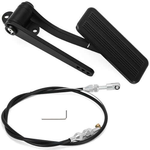 YAURILO Universal Aluminum Gas Pedal Compatible with GM Chevy Ford Mopar Street Rat Rod, Dual Accelerator Throttle Pedal with Braided Throttle Cable