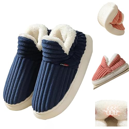 new Original boutique warm slippers, comfortable women's slippers, men's and women's slippers, winter non slip slippers, winter indoor slippers (blue,40)