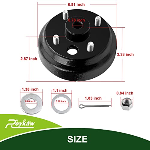 Roykaw EZGO TXT Brake Drum/Hub Assembly with Lug Nuts for 1982-up Electric & 1982-1993 2 Cycle Gas Golf Cart Models Replaces OEM # 19186-G1P, 17298-G1, 17082-G2, 24-Teeth Star Spline - Thumbnail 6