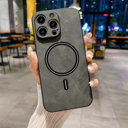 Étui en cuir de luxe pour iPhone 15 avec alignement magnétique chic