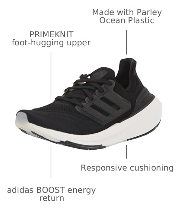 Image of adidas Womens Ultraboost Ultra Boost Light Running Sneakers Shoes - Black