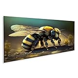 Format: 120x40cm - Panorama islandburner Bild auf Leinwand Hummel saugt Nektar Blume Insekt Hummel saugt Nektar Bilder Wandbilder Poster IZKH-Pano
