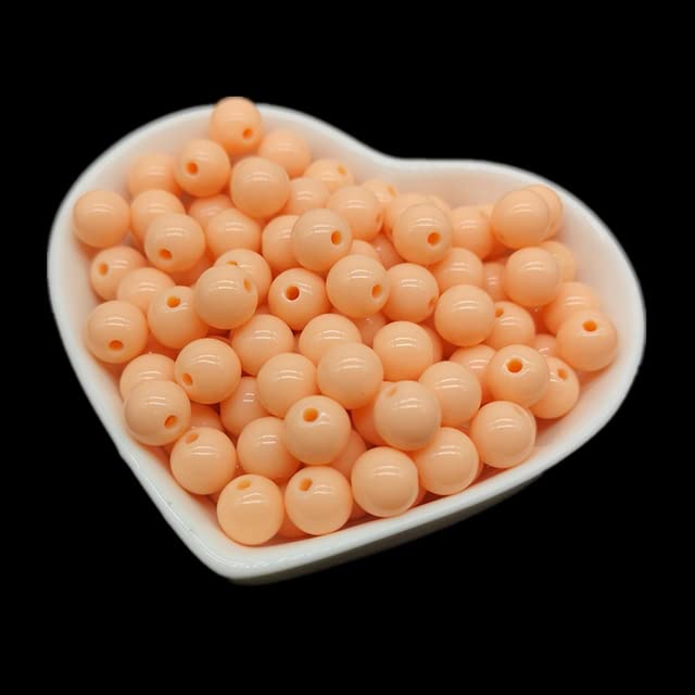 Cuentas acrílicas redondas de 4, 6, 8, 10 mm, cuentas espaciadoras sueltas para hacer joyas, pulseras, collares, accesorios de bricolaje, rosa claro, 6 mm, 100 piezas