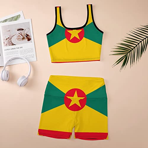 Workout Sets for Women 2 Piece Ribbed Crop Tank High Waist Shorts Yoga Outfits4