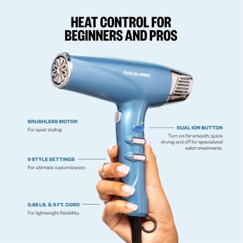 Image of BabylissPRO Nano Titanium Hair Dryer, Professional 1875-Watt Blow Dryer, Lightweight, Ionic Technology Dries Hair Faster with Less Frizz