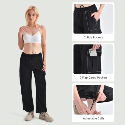 Stanpetix Women's Cargo Pants Parachute Hiking Trousers Black Medium - image 4
