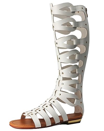 Image of Hanfike Knee High Sandals for Women Gladiator Cut Out Summer Roman Boots