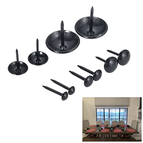 Dophee 100Pcs Black Upholstery Nails Tacks, Iron Vintage Round Head Thumb Tacks Push Pin Studs For Furniture Sofa Door Cork Board Diy Projects Home Decoration, 5X17Mm/0.20"X0.67" #TOP6