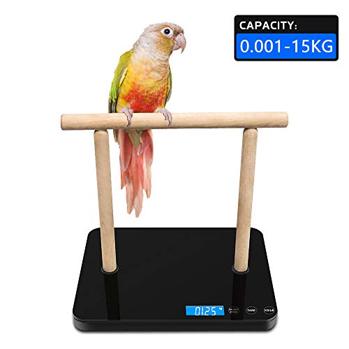 Digital Pet Bird Scale, Parrot Training Weight Scale With Perch, 0.05 Ounce Accuracy,70 Ounce Capacity, Easy Clean Black Glass Platform Suitable For Parrot And Macaws #TOP6